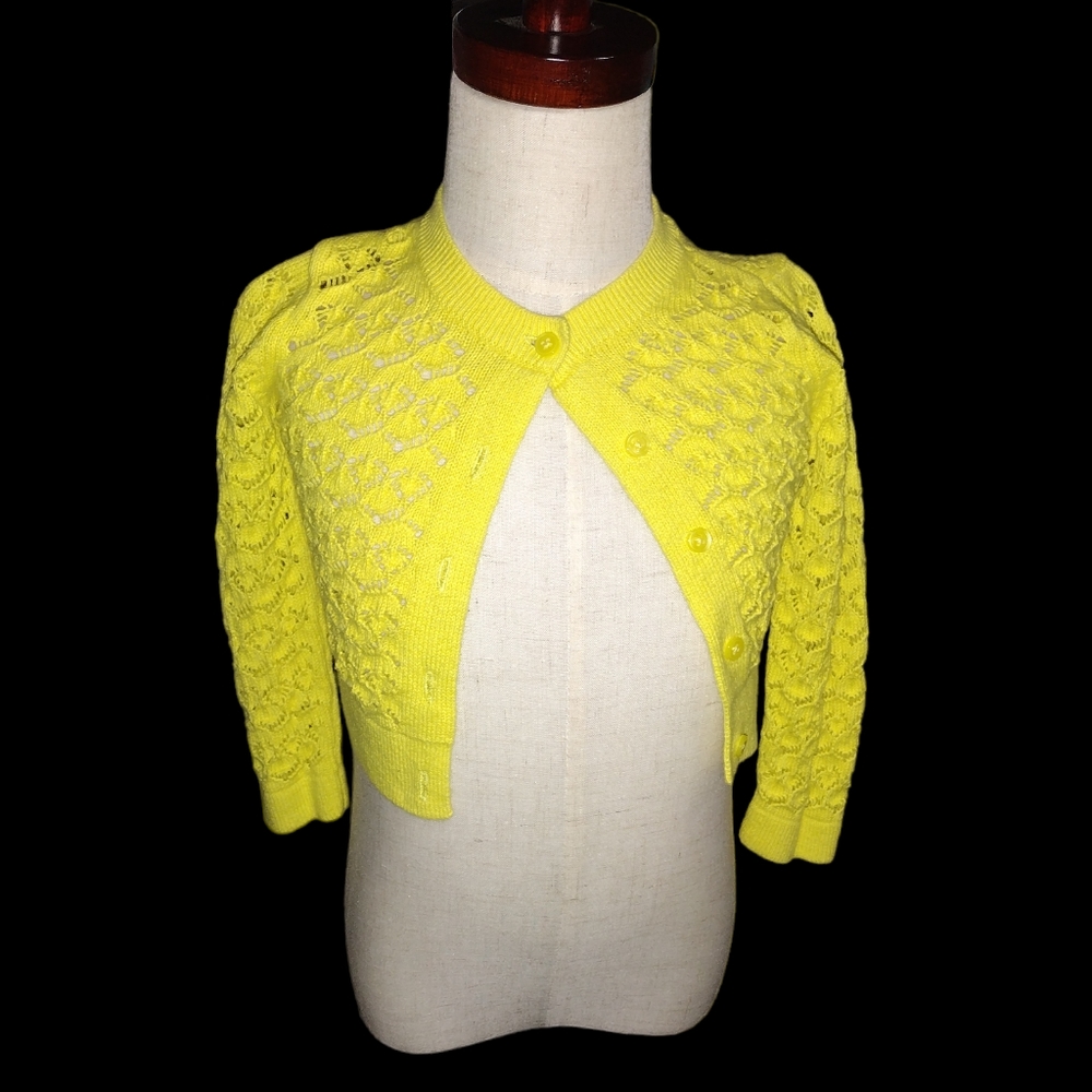 Baby Gap Bright Yellow Green Knit Cardigan Sweater Sz 2T